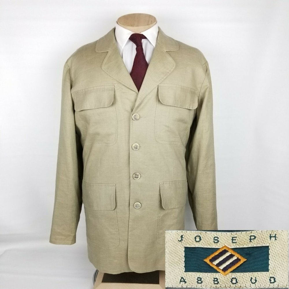 New Jospeh Abboud Baja Mens Jacket Pure Linen Tan